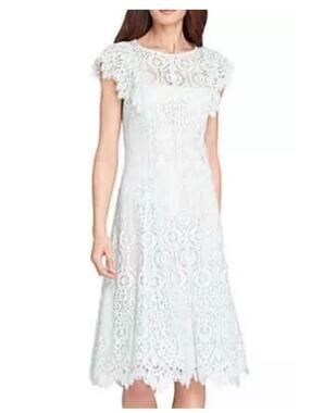 TAHARI Arthur S. Levine Mint Green Scalloped Lace Illusion Yoke Dress 12